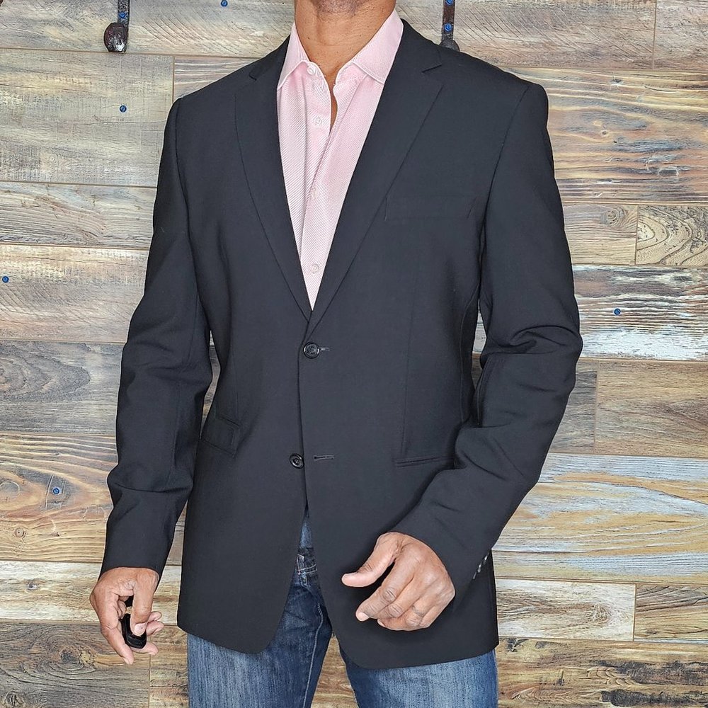 STRENESSE Wool Blend Black Working Cuffs Blazer Sport Jacket Size 41L